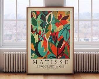 Henri Matisse print, Matisse botanical painting, vintage museum poster, Gallery Exhibition Art, Minimalist bright Floral print, art gift
