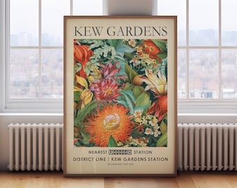 Kew Gardens print, William Morris flower print, London flower market poster, vintage botanical wall art, vintage floral print,