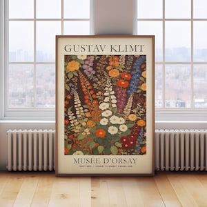Gustav Klimt Print, wild flower print, Klimt Museum Poster, Exhibition Poster, vintage Flower Garden painting, Floral print, museum poster