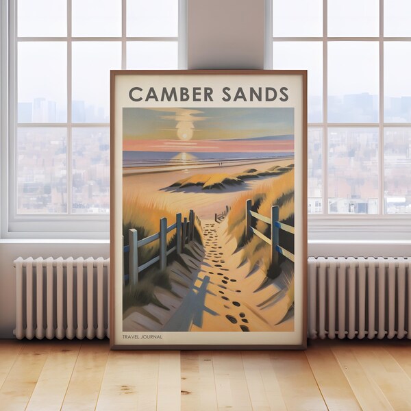 Camber Sands travel print, Camber Sands poster, Camber Sands wall art, travel gift, Travel exhibition print