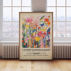Covent Garden Flower Market, William Morris floral print, vintage botanical wall art, vintage flower painting, London flower market