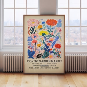Covent Garden Flower Market, William Morris floral print, vintage botanical wall art, vintage flower painting, London flower market