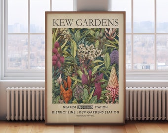 Kew Gardens print, William Morris flower print, London flower market poster, vintage botanical wall art, vintage floral, wall art gift