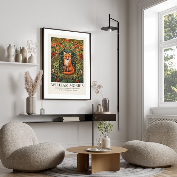 William Morris Vintage Fox Print, William Morris Exhibition Print