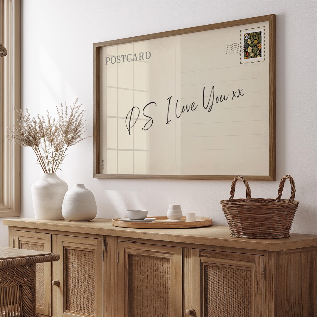 PS I Love You Print, Postcard Quote Print, Aesthetic Wall Art ...