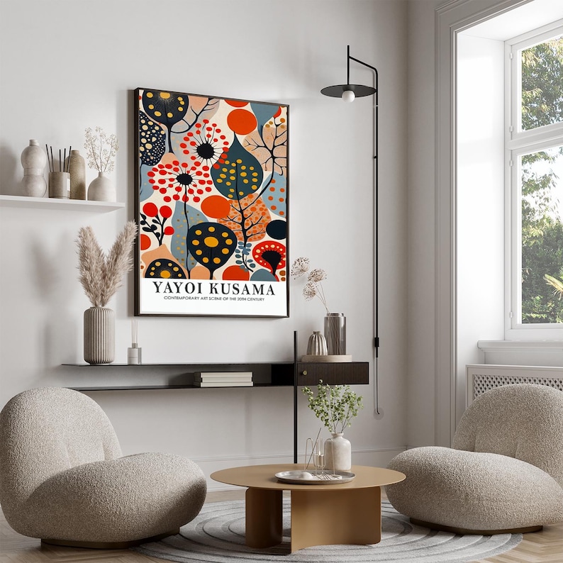 Yayoi Kusama print, bright Japanese decor, Japanese poster, Japanese wall art, abstract Japanese art, Japanese gift, bright wall art, bild 4