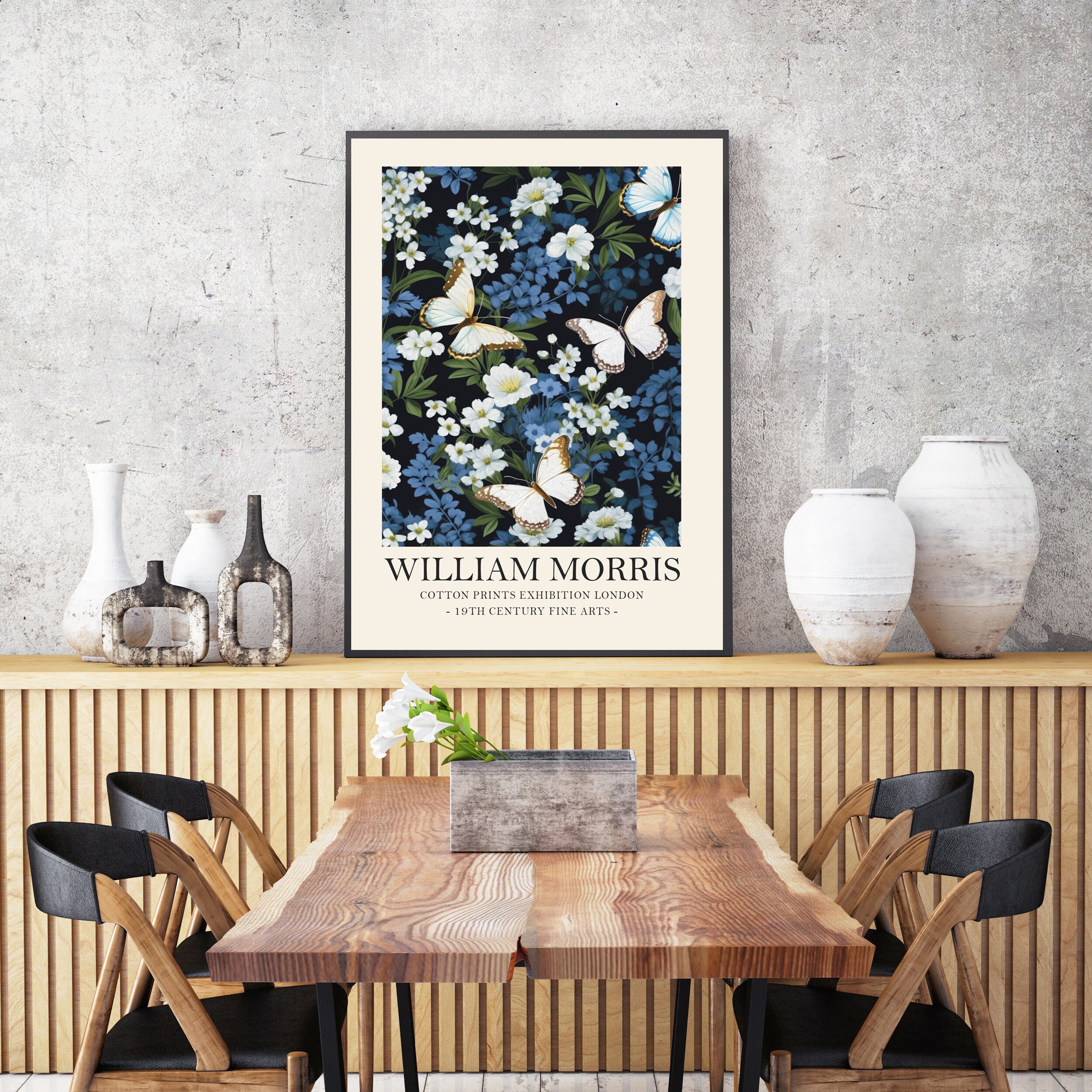 William Morris Butterfly Print, Vintage Style William Morris Exhibition ...