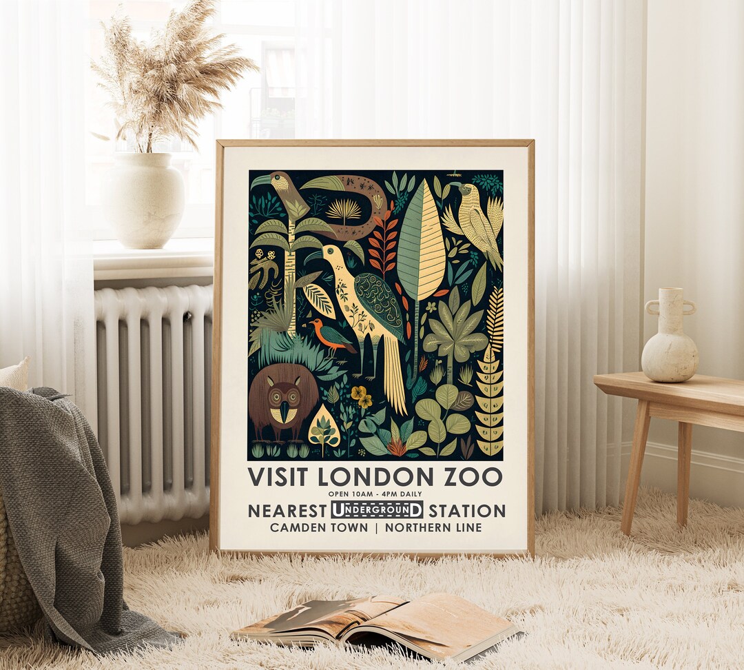 Vintage London Zoo Poster, Tropical Birds Print, Exhibition Poster