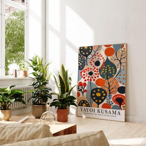 Yayoi Kusama print, bright Japanese decor, Japanese poster, Japanese wall art, abstract Japanese art, Japanese gift, bright wall art, bild 3