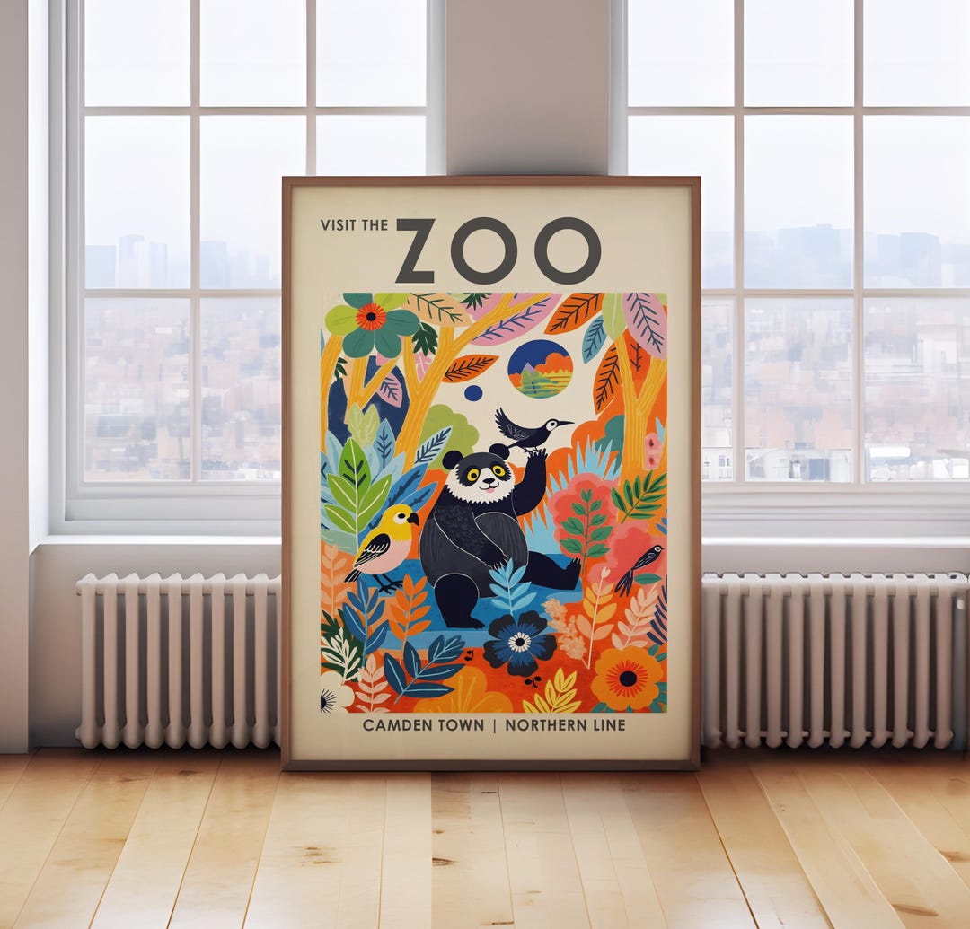 Vintage Zoo Poster, Panda Print, Animal Wall Art, Panda Wall Art ...