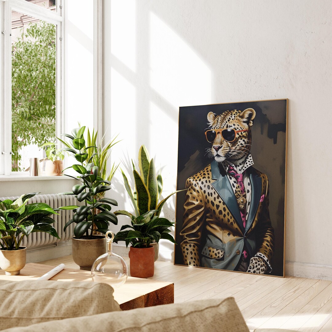 Renaissance Leopard Painting, Altered Animal Painting, Leopard Portrait ...