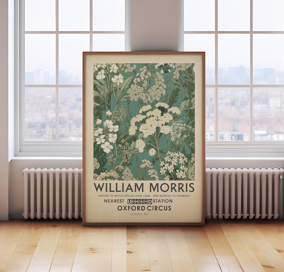William Morris print, vintage green botanical poster, london Flower market print, botanical wall art, floral wall art, flowers
