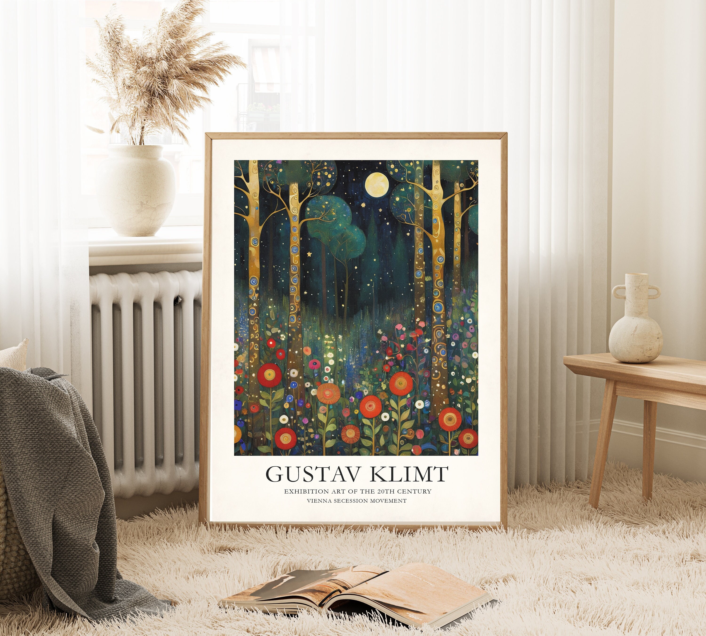 Gustav Klimt Forest Print, Moon and Stars Print, Klimt