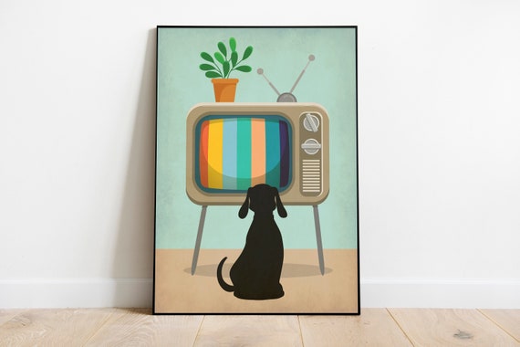 Retro dog print, labrador, mid century dog print, mid century modern, dog wall art, dog lover gift, mid century wall art, retro wall art