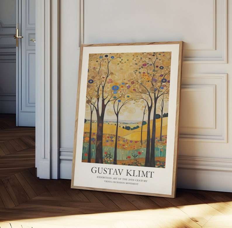 Gustav Klimt Print, Klimt Museum Poster, Gustav Klimt Poster, Klimt Exhibition Poster, Art Nouveau, abstract landscape print, image 1