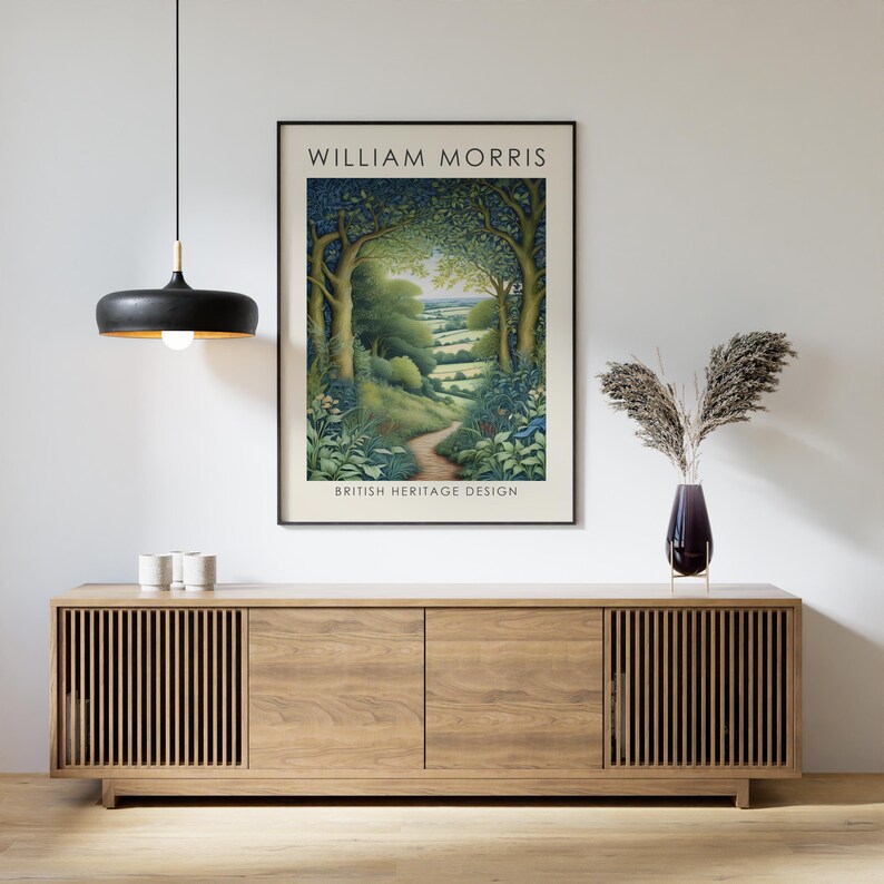 William Morris print, woodland painting, vintage landscape painting, woodland wall art, Heritage wall art, landscape wall art image 4