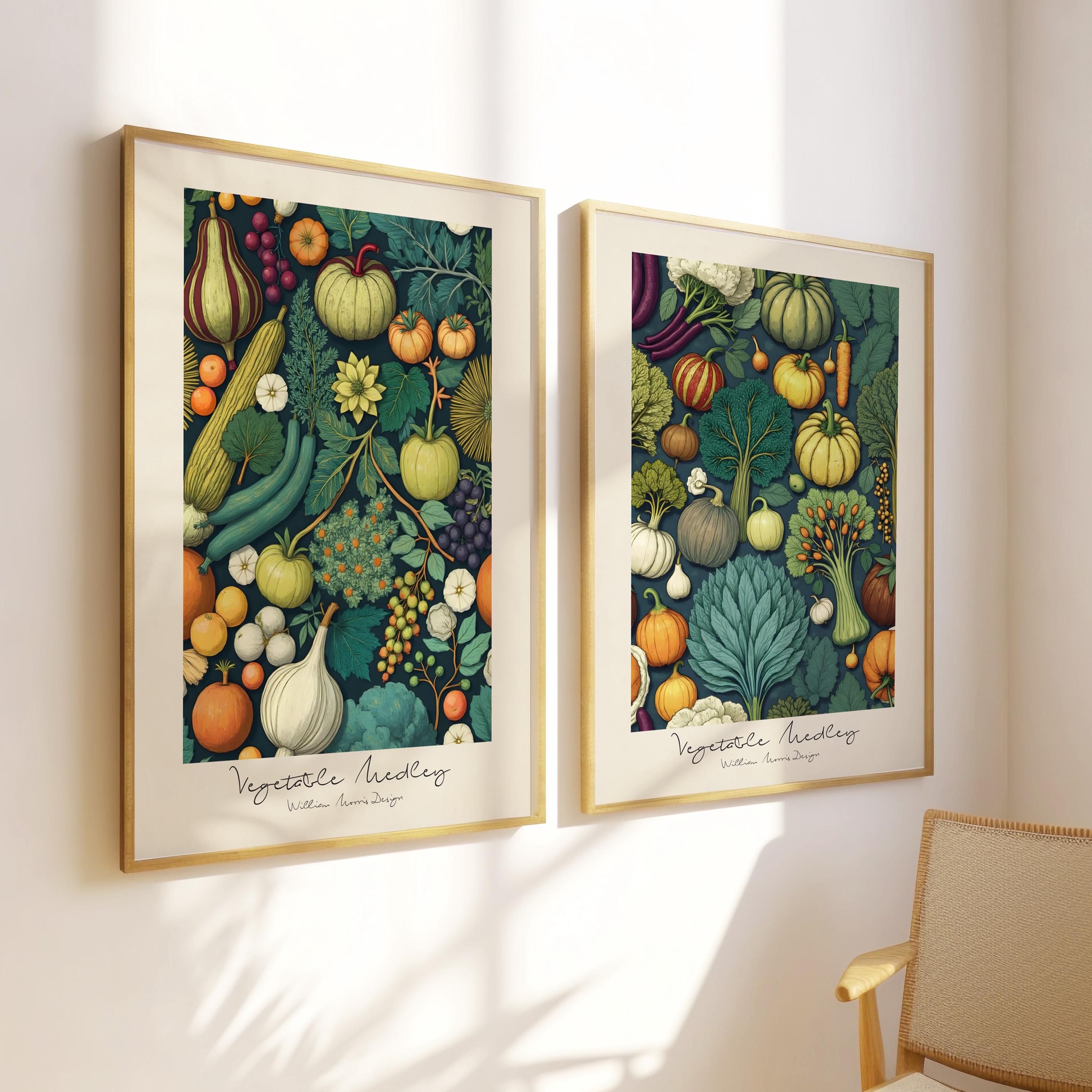 Set of Two William Morris Prints, Farmers Market Print, Vintage