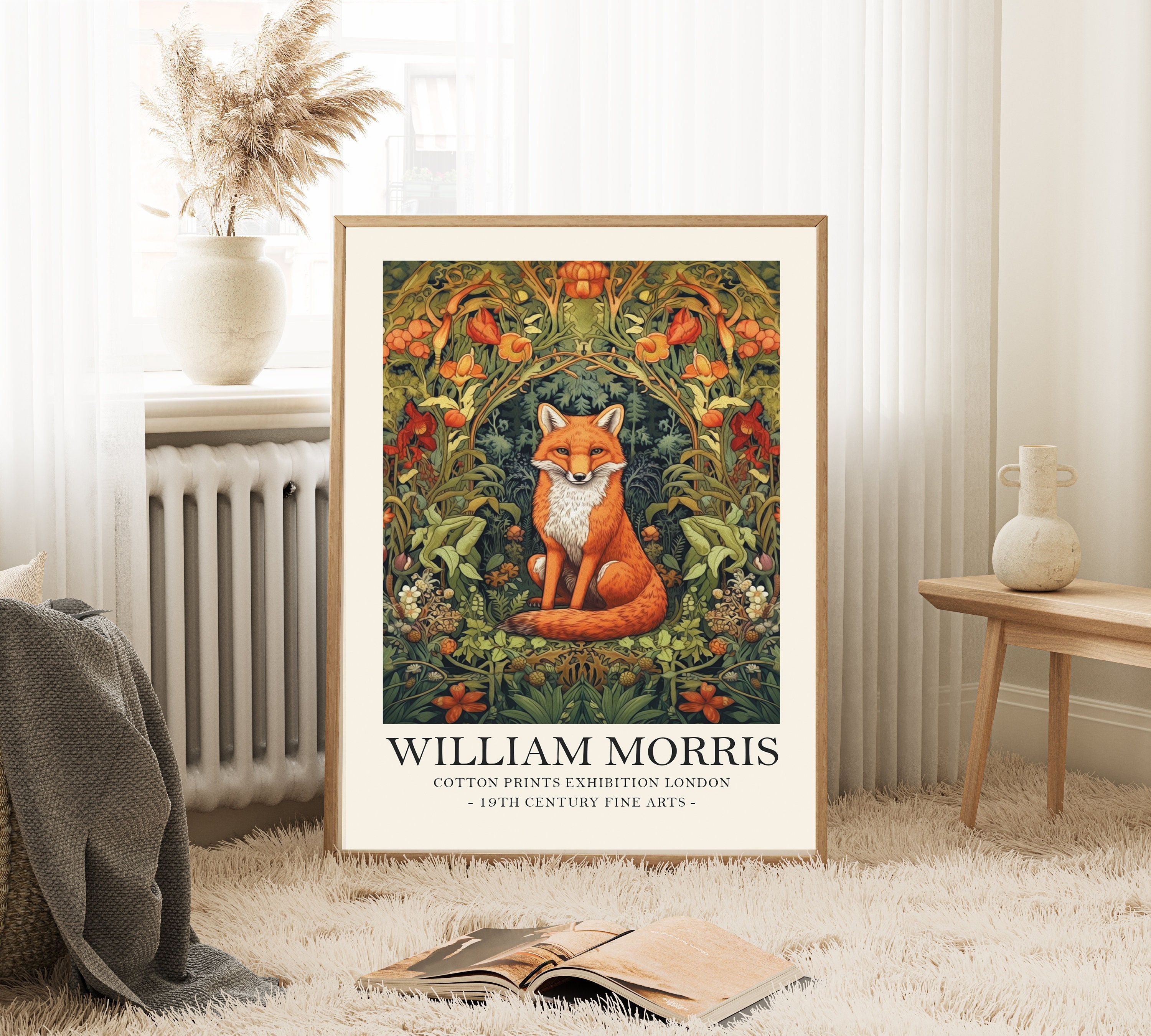 額装品/クリスチャン・コワニー「Le Reveil」/アートポスター/北欧モダン William Morris Vintage Fox Print, William Morris Exhibition Print