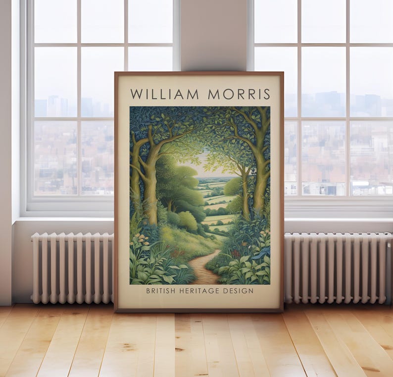 William Morris print, woodland painting, vintage landscape painting, woodland wall art, Heritage wall art, landscape wall art image 5