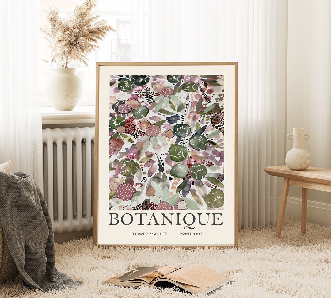 Vintage Flower Market Poster, William Morris Print, Vintage Botanical Wall Art, Sage Green