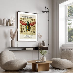 Science Museum poster, vintage exhibition museum print, scientific insect print, vintage London museum poster, science wall art image 2