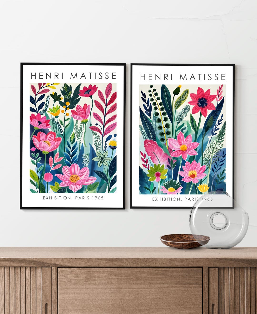 Set of Two Henri Matisse Prints, Pink Floral Print Set, Vintage ...