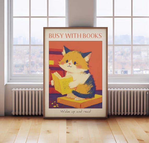 Children's reading print, kids reading decor, kids book print, library print, books wall art, classroom reading print, kids book print