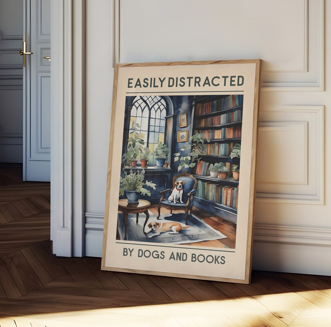 Library Beagles Dog and Books Poster, Vintage Dog Print, Vintage Book Print, Beagles in ...