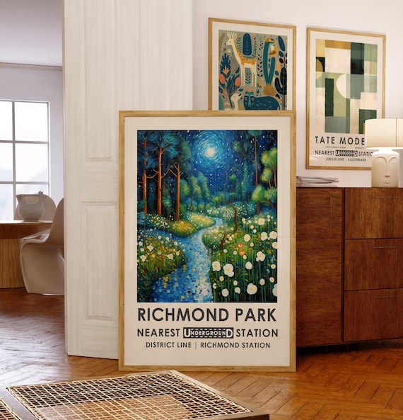 Richmond Park print, London poster, London exhibition poster, Van Gogh print, Van Gogh Floral painting, Scenery Art, Famous Art