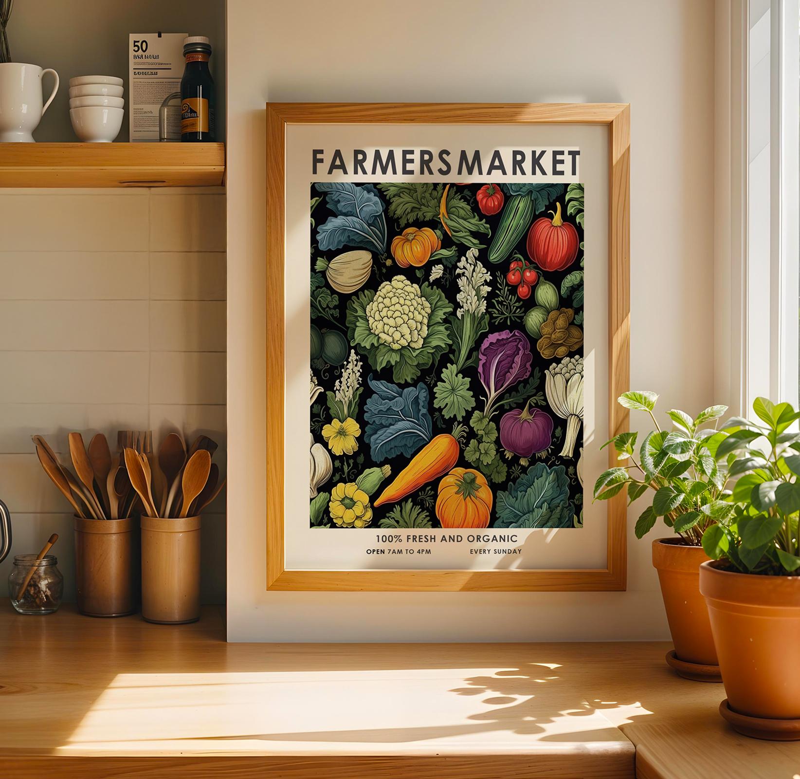 Farmers Market Print, William Morris Kitchen Print, Vintage