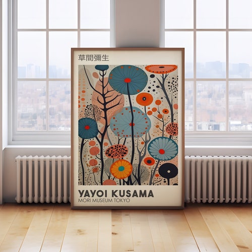 Yayoi Kusama Poster, Japanese Wall Art, Bright Japanese