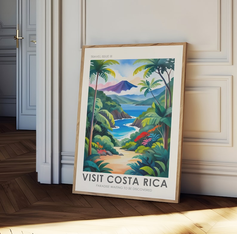Costa Rica Vintage Travel Print, Retro Travel Wall Art, Vintage Costa ...