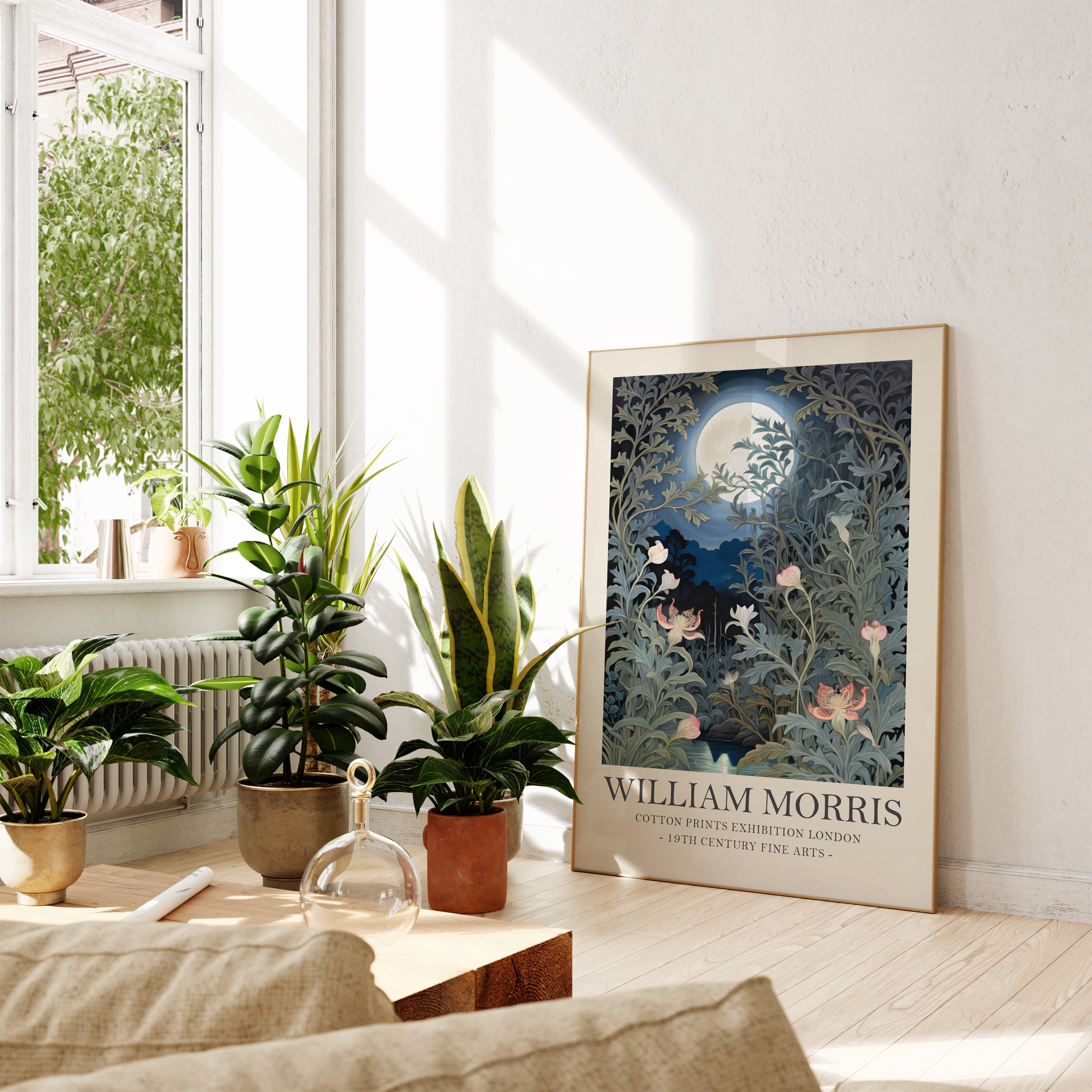 William Morris Moon and Stars Print, William Morris Exhibition Print, V ...