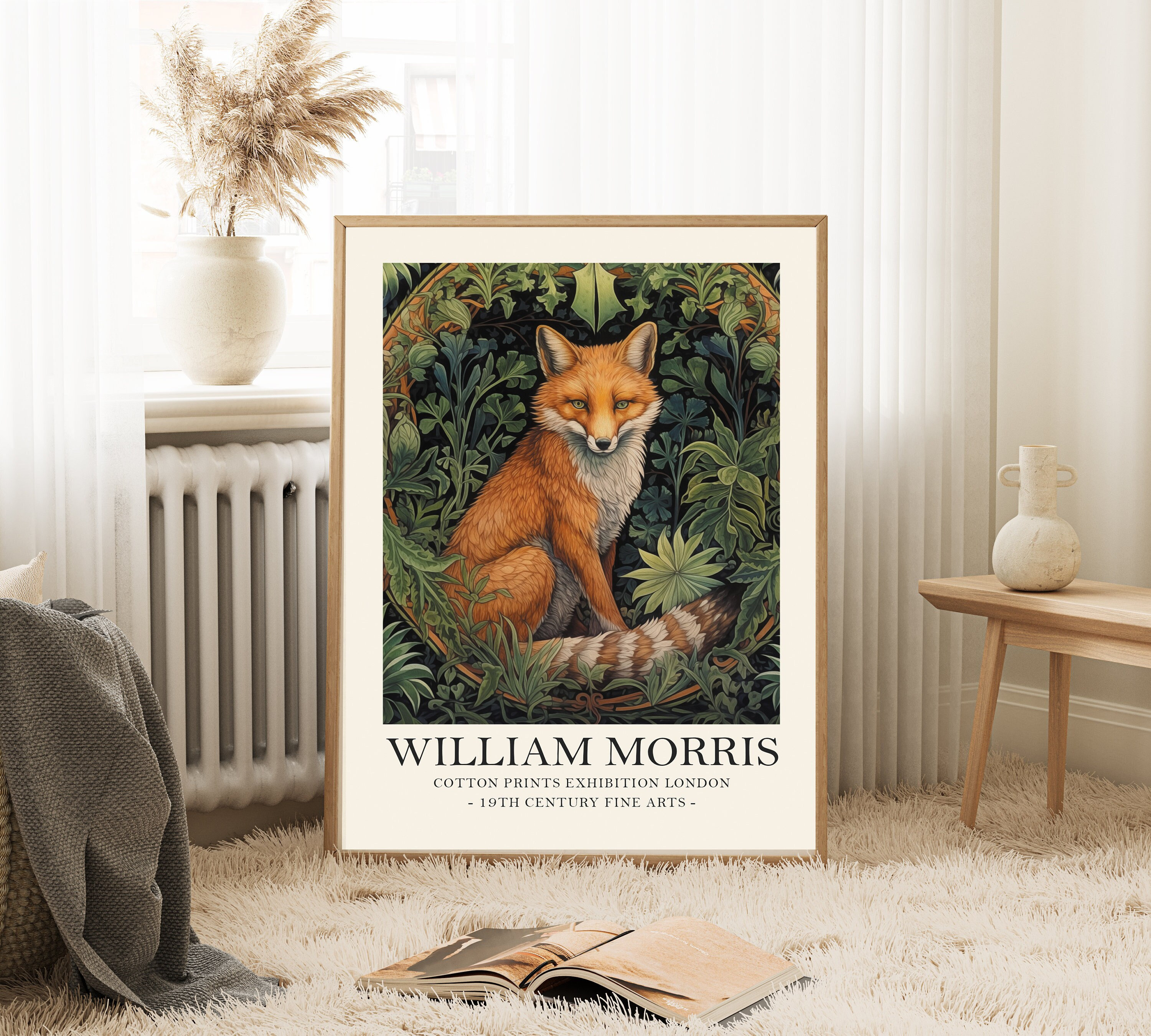 William Morris Fox Print, Vintage Style William Morris Exhibition