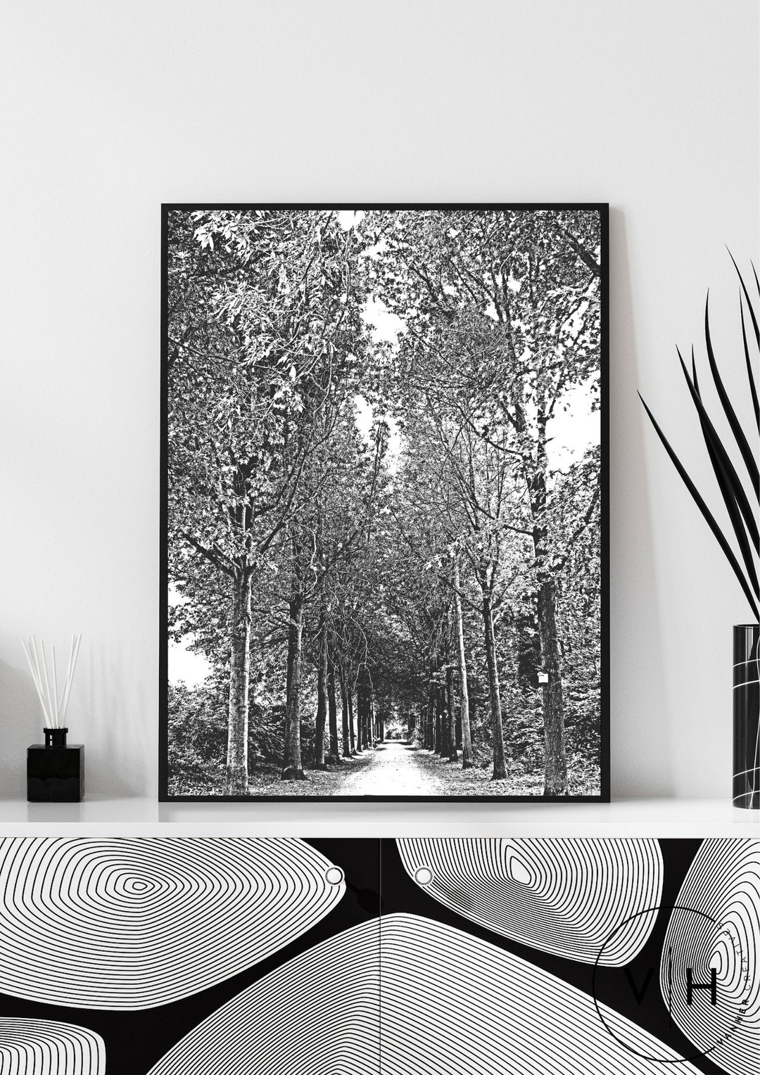 Trees Art Print Black and White Wall Art Nature Art Black - Etsy