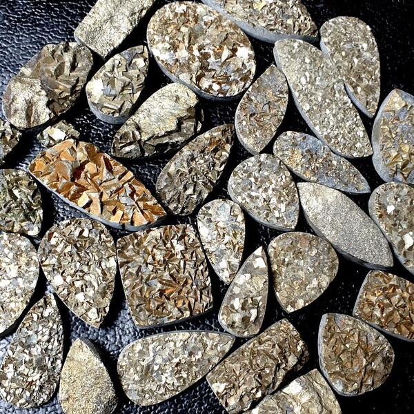Pyrite Druzy Gemstone Lot - AAA+ Quality Pyrite Druzy Stone - Bulk Pyrite Druzy Crystal Lot - Pyrite Druzy Gemstone For Making Jewelry