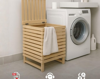 DIY Laundry Box | Wooden Storage Plan | Laundry Hamper Cabinet | Woodworking PDF