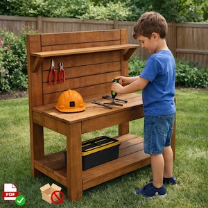 Kids Workbench Plans: DIY Woodworking Bench PDF (Beginner Project Digital Download