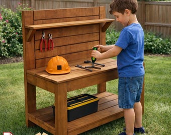 Kids Workbench Plans: DIY Woodworking Bench PDF (Beginner Project Digital Download