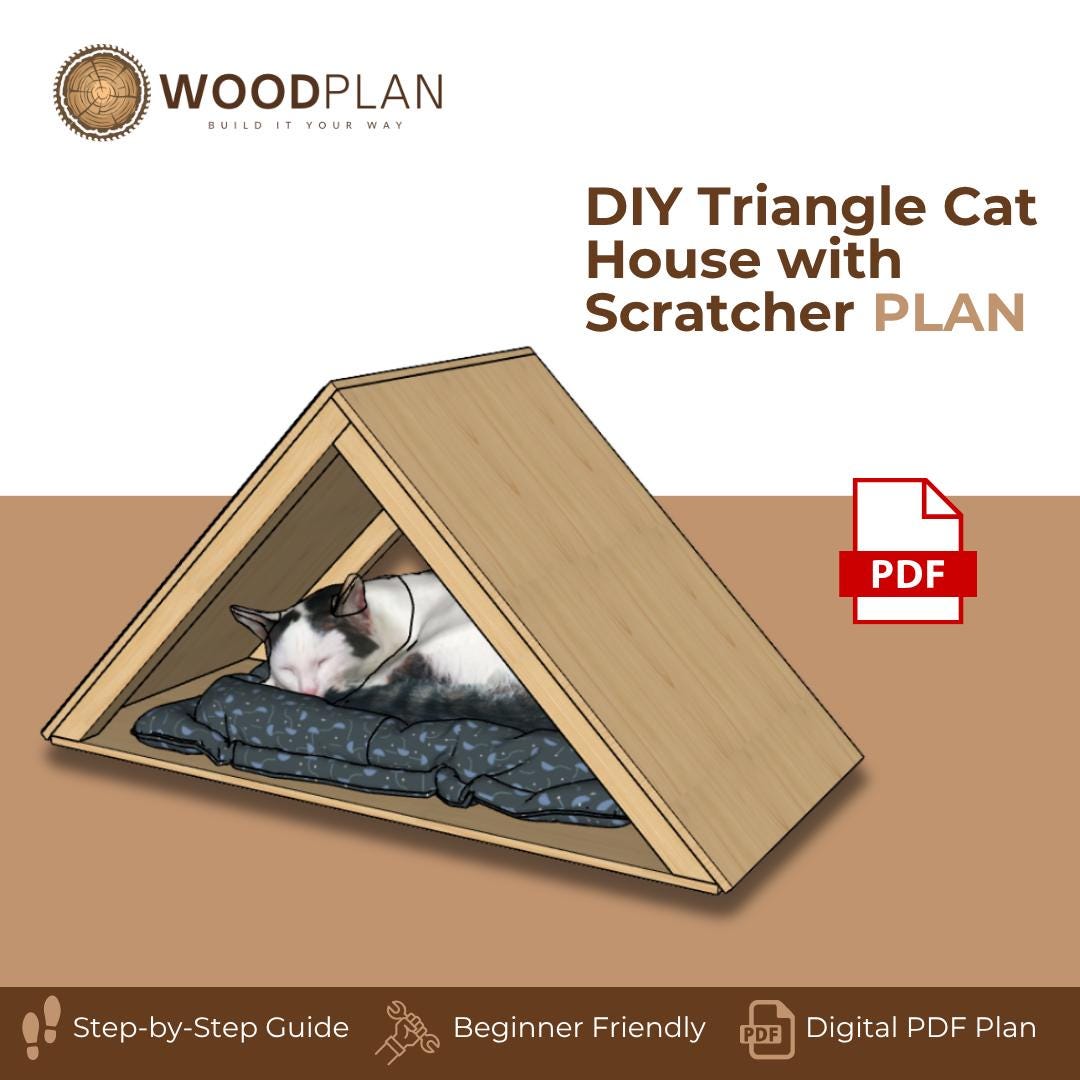 Triangle Cat House Plan PDF | DIY Woodworking With Scratcher - Etsy