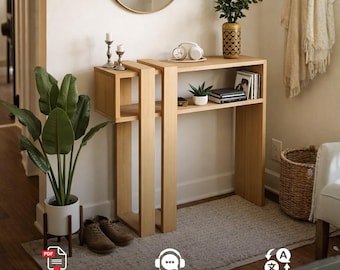 Modern Slat Entryway Console PDF Plan | Minimalist Storage Shelf | Beginner Woodworking Plan