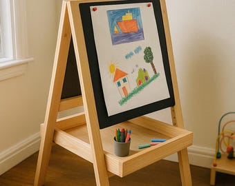 Foldable Double-Sided Kids’ Easel – Adjustable, Space-Saving DIY Woodworking Plan