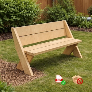 Cedar Leopold Bench Plans – Beginner DIY Woodworking PDF – 2x8 Outdoor Garden Seat Blueprint