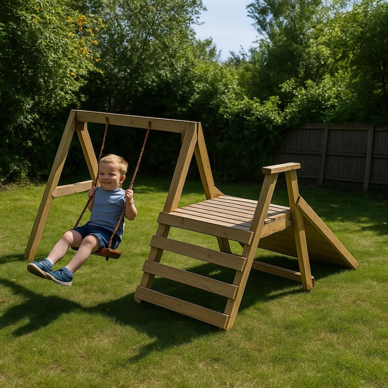 Swing Set Ramp Kids A-frame Play Set Plan PDF | Swing - Climber - Ramp | Beginner DIY ...