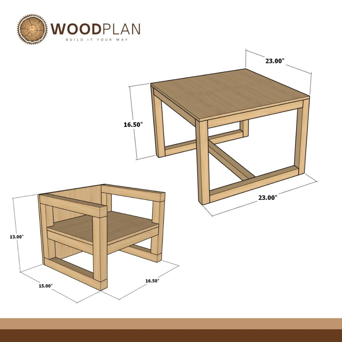 Kids Cube Chair & Activity Table Set Plan: Beginner DIY (PDF Pattern ...
