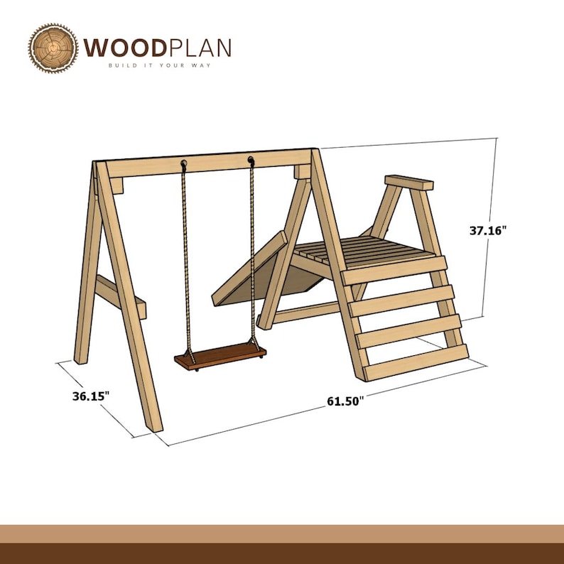 Swing Set Ramp Kids A-frame Play Set Plan PDF | Swing - Climber - Ramp | Beginner DIY ...