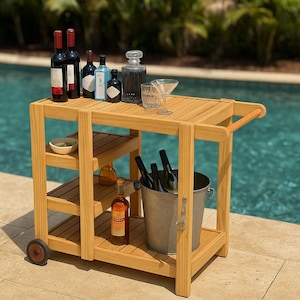 DIY Outdoor Bar Cart Woodworking Plan: Mobile Drink Station PDF