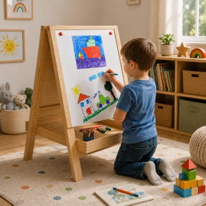 Foldable Double-Sided Kids’ Easel – Adjustable, Space-Saving DIY Woodworking Plan