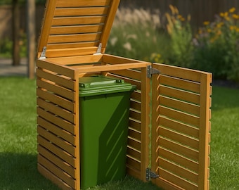 DIY Wheelie Bin Storage Shed Woodworking Plan– Outdoor Trash Can Enclosure Plan