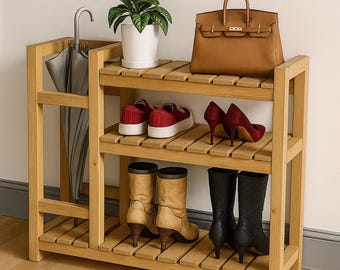 DIY Slim Entryway Shoe Rack with Umbrella Slot | Beginner-Friendly Woodworking Plan | Instant PDF Download